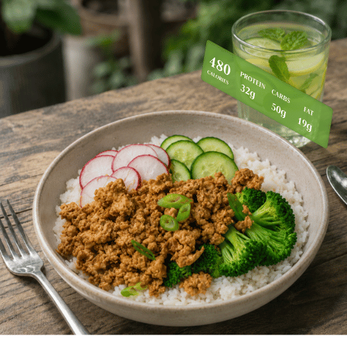 Asian Ground Chicken Rice Bowls
