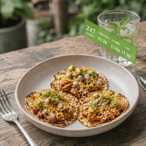 Shredded BBQ Chicken Tacos w/ Slaw & Avocado