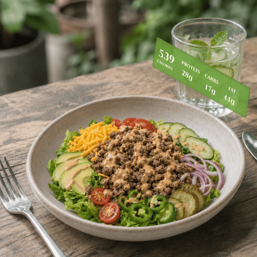 Burger Salad with special Sauce Dressing