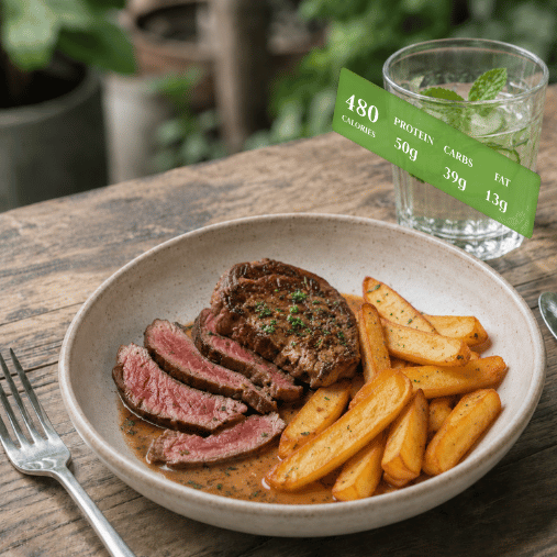 High Protein Garlic Butter Steak Bites & Crispy Potatoes